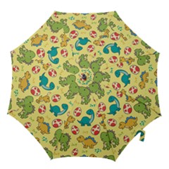 Seamless Pattern With Cute Dinosaurs Character Hook Handle Umbrellas (medium) by Vaneshart