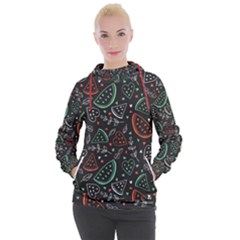 Seamless-vector-pattern-with-watermelons-mint -- Women s Hooded Pullover