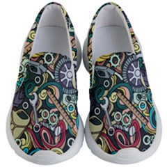 Cartoon-cute-doodles-hand-drawn-auto-service-seamless-pattern Kids Lightweight Slip Ons by Vaneshart