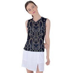 Art Deco Geometric Abstract Pattern Vector Women s Sleeveless Sports Top