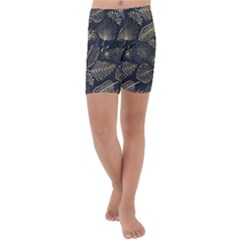 Elegant Pattern With Golden Tropical Leaves Kids  Lightweight Velour Capri Yoga Leggings by BangZart