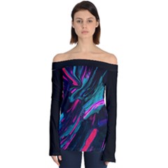 Abstract Colours Off Shoulder Long Sleeve Top by Roshas