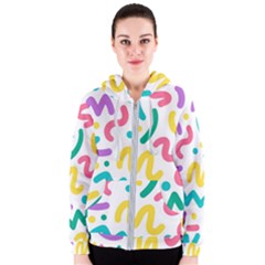 Abstract Pop Art Seamless Pattern Cute Background Memphis Style Women s Zipper Hoodie