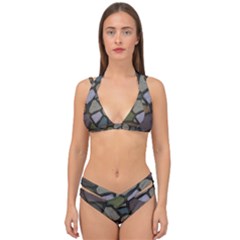 Cartoon Colored Stone Seamless Background Texture Pattern   Double Strap Halter Bikini Set