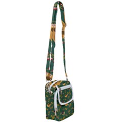 Cute Seamless Pattern Bird With Berries Leaves Shoulder Strap Belt Bag