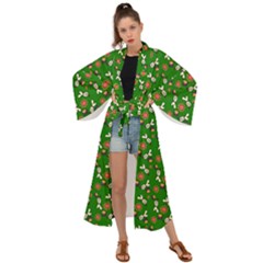 Clown Ghost Pattern Green Maxi Kimono by snowwhitegirl