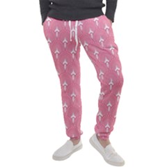 White And Pink Art-deco Pattern Men s Jogger Sweatpants by Dushan