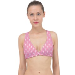 White And Pink Art-deco Pattern Classic Banded Bikini Top by Dushan