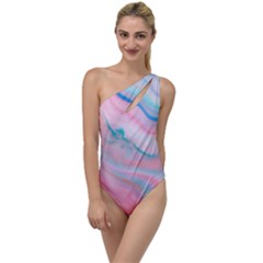 Colorful Marble Abstract Background Texture  To One Side Swimsuit by Dushan