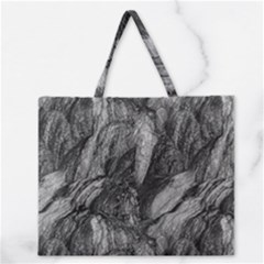 Black And White Rocky Texture Pattern Zipper Large Tote Bag by dflcprintsclothing