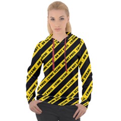 Warning Colors Yellow And Black - Police No Entrance 2 Women s Overhead Hoodie by DinzDas
