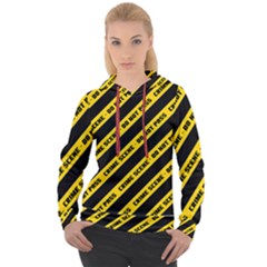 Warning Colors Yellow And Black - Police No Entrance 2 Women s Overhead Hoodie by DinzDas