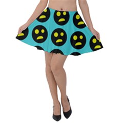 005 - Ugly Smiley With Horror Face - Scary Smiley Velvet Skater Skirt by DinzDas
