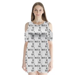 White And Nerdy - Computer Nerds And Geeks Shoulder Cutout Velvet One Piece by DinzDas