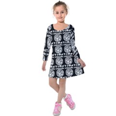 Inka Cultur Animal - Animals And Occult Religion Kids  Long Sleeve Velvet Dress by DinzDas