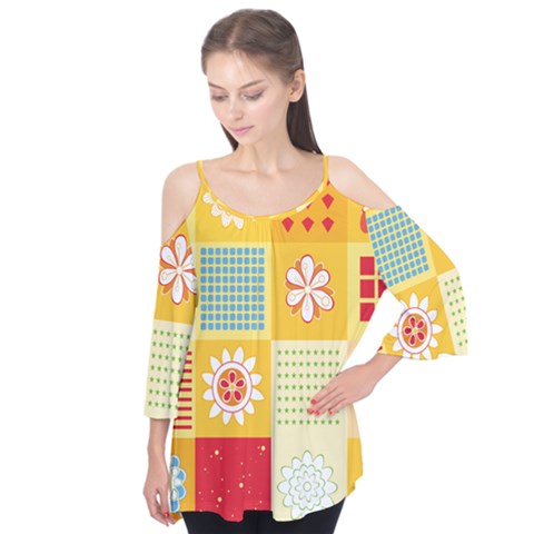 Abstract Flowers And Circle Flutter Tees by DinzDas