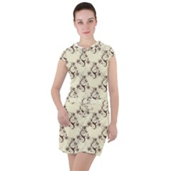 Abstract Flowers And Circle Drawstring Hooded Dress by DinzDas