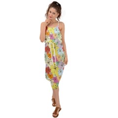 Abstract Flowers And Circle Waist Tie Cover Up Chiffon Dress by DinzDas