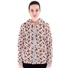 Animal Skin - Brown Cows Are Funny And Brown And White Women s Zipper Hoodie by DinzDas