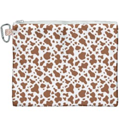 Animal Skin - Brown Cows Are Funny And Brown And White Canvas Cosmetic Bag (xxxl) by DinzDas