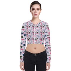 Adorable Seamless Cat Head Pattern01 Long Sleeve Zip Up Bomber Jacket