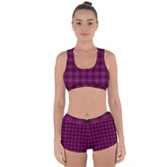 Dark Purple, Violet Tartan, Buffalo Plaid Like Pattern Racerback Boyleg Bikini Set by Casemiro