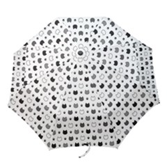Kitten Head Paw Footprint Seamless Pattern 1 Folding Umbrellas by TastefulDesigns
