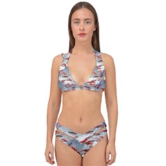 Golden Fishes Double Strap Halter Bikini Set