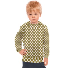 Gold Polka Dots Patterm, Retro Style Dotted Pattern, Classic White Circles Kids  Hooded Pullover by Casemiro