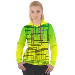 Geometrical Lines Pattern, Asymmetric Blocks Theme, Line Art Women s Overhead Hoodie by Casemiro