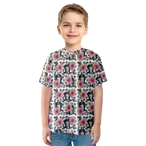 60s Girl Floral White Kids  Sport Mesh Tee by snowwhitegirl