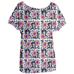 60s Girl Floral White Women s Oversized Tee by snowwhitegirl
