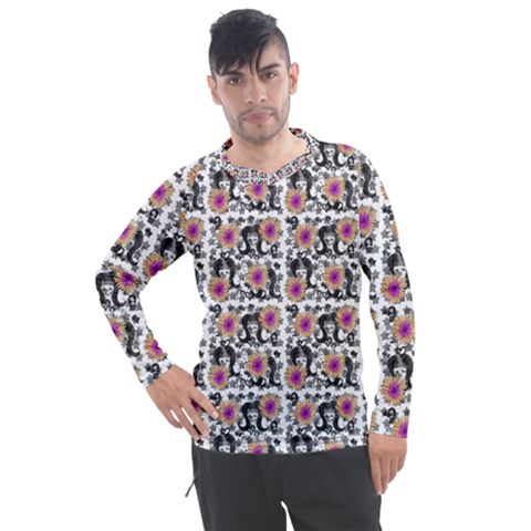 60s Girl Floral White Men s Pique Long Sleeve Tee by snowwhitegirl