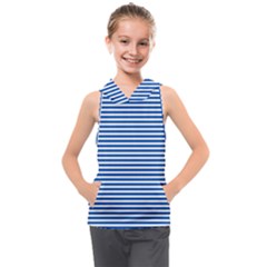Classic Marine Stripes Pattern, Retro Stylised Striped Theme Kids  Sleeveless Hoodie
