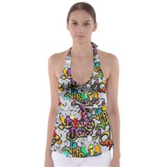 Hip Hop Background Babydoll Tankini Top by Amaryn4rt