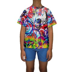 Crazy Grafitti Kids  Short Sleeve Swimwear by essentialimage