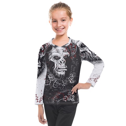 Monster Monkey From The Woods Kids  Long Mesh Tee by DinzDas