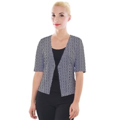 Black And White Triangles Cropped Button Cardigan
