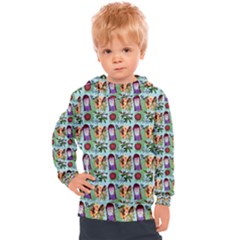 Purple Glasses Girl Pattern Blue Kids  Hooded Pullover