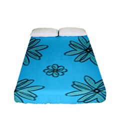 Blue Repeat Pattern Fitted Sheet (full/ Double Size) by emmamatrixworm