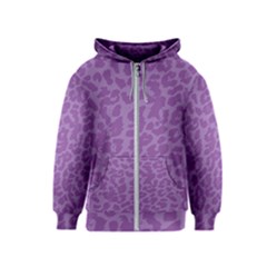 Purple Big Cat Pattern Kids  Zipper Hoodie by Angelandspot