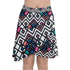 Boho Geometric Chiffon Wrap Front Skirt by tmsartbazaar