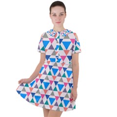 Multicolor Triangle Short Sleeve Shoulder Cut Out Dress  by tmsartbazaar