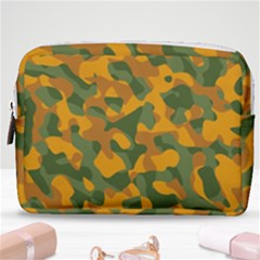 Green And Orange Camouflage Pattern Make Up Pouch (medium) by SpinnyChairDesigns