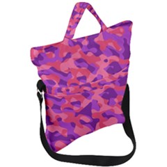 Pink And Purple Camouflage Fold Over Handle Tote Bag