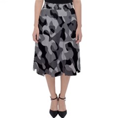 Grey And Black Camouflage Pattern Classic Midi Skirt