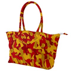 Red And Yellow Camouflage Pattern Canvas Shoulder Bag by SpinnyChairDesigns