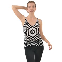 Black And White Line Art Stripes Pattern Chiffon Cami