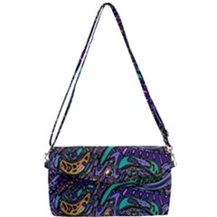 Multicolored Abstract Art Pattern Removable Strap Clutch Bag by SpinnyChairDesigns
