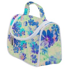 Cosmos Flowers Blue Satchel Handbag
